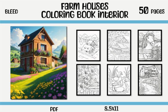 Farm Houses Coloring Interior for Adults: Rediscovering Peace Through Rural Art