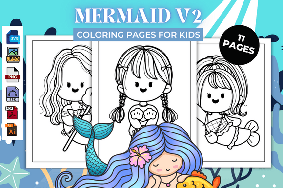Mermaid V2 Coloring Pages: A Complete KDP Resource for Creators and Educators