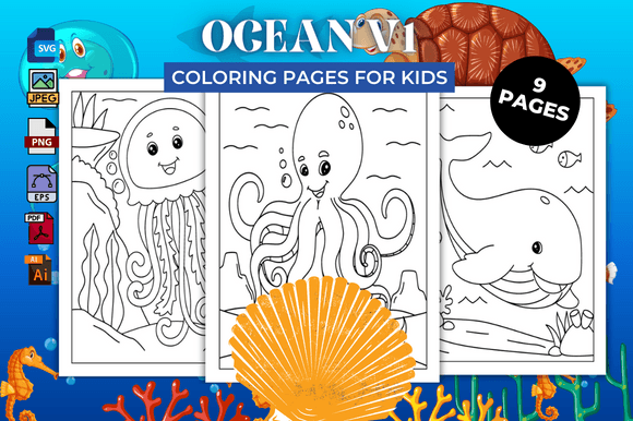 Ocean V1 Coloring Pages – KDP: Building a High-Content Book Business with Versatile Illustrations