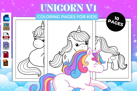 Unicorn V1 Coloring Pages – KDP: A Complete Asset Pack for Children's Publishing