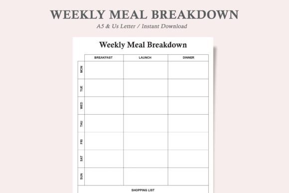 Weekly Meal Breakdown & Grocery List for Stress-Free Planning